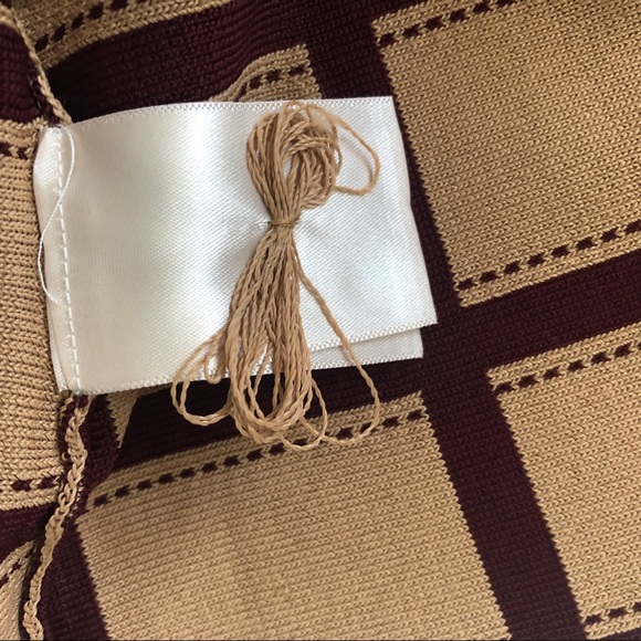 ANTHROPOLOGIE Windowpane Skater Skirt Sweater Knit Brown Tan Petite by Moth NEW - Picture 8 of 8